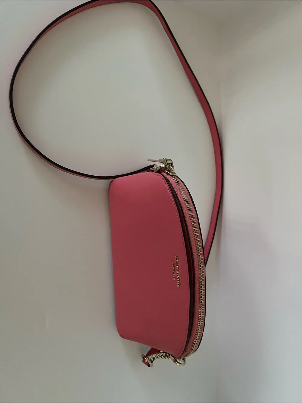 kate spade New York Pink Saffiano Dome Crossbody with Chain